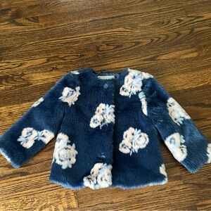 Girls Janie and Jack Navy Blue/Pink/Cream Jacket - Size 18-24m